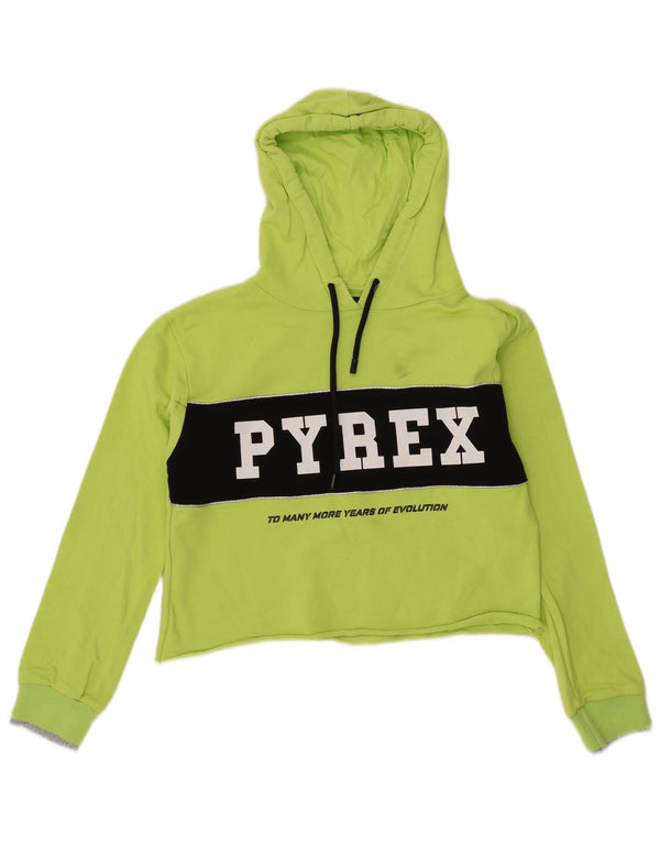 Pyrex Pull à capuche court graphique pour femme UK 14 Vert moyen Colourblock