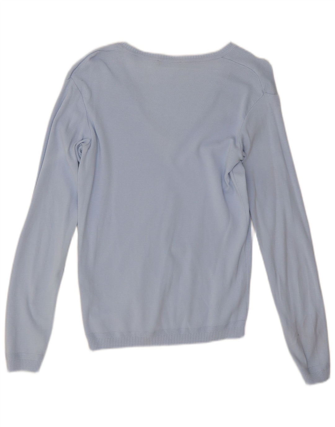 Benetton Pull col V pour femme UK 12 Bleu moyen Coton