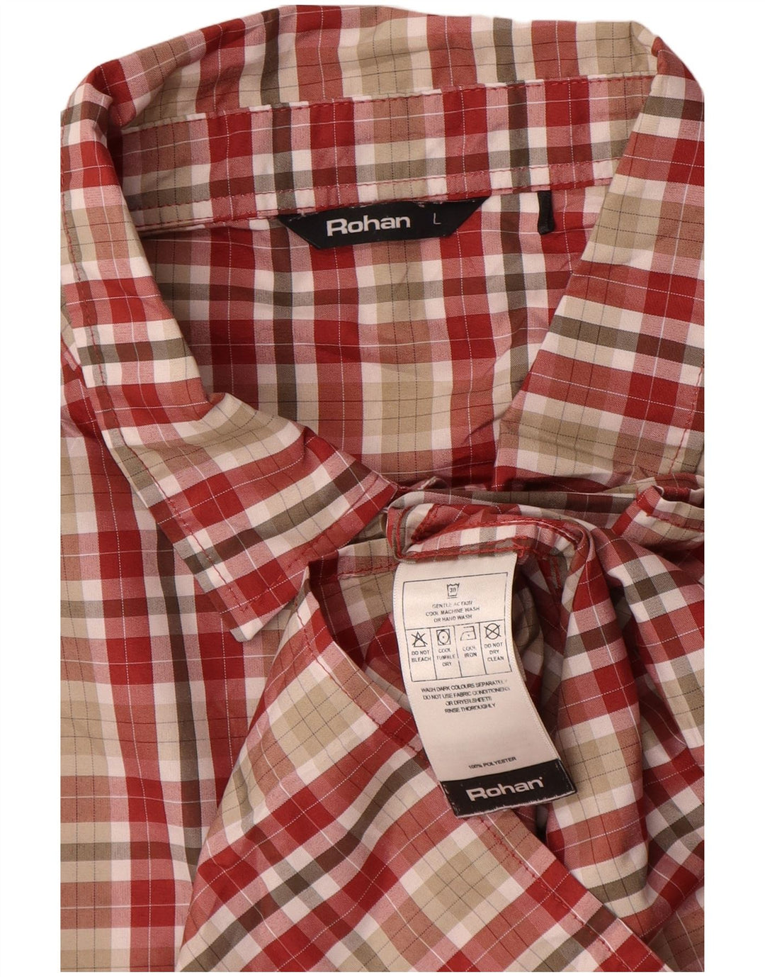 ROHAN Chemise Homme Grand Carreau Rouge Polyester