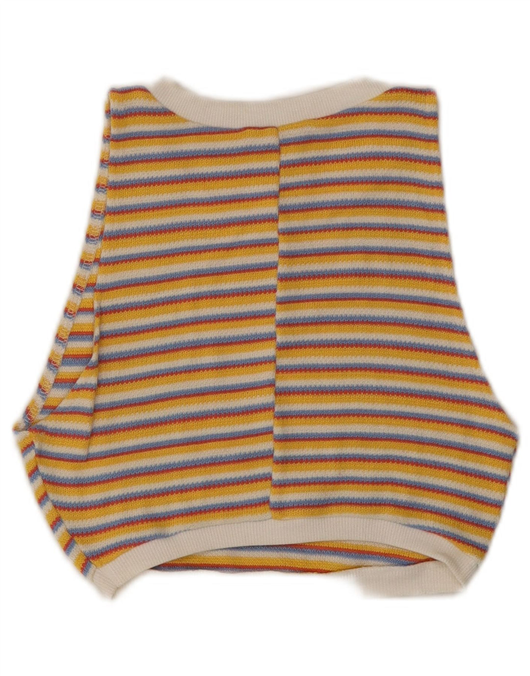 ZARA Womens Knit Crop Top UK 8 Petit Jaune Rayé