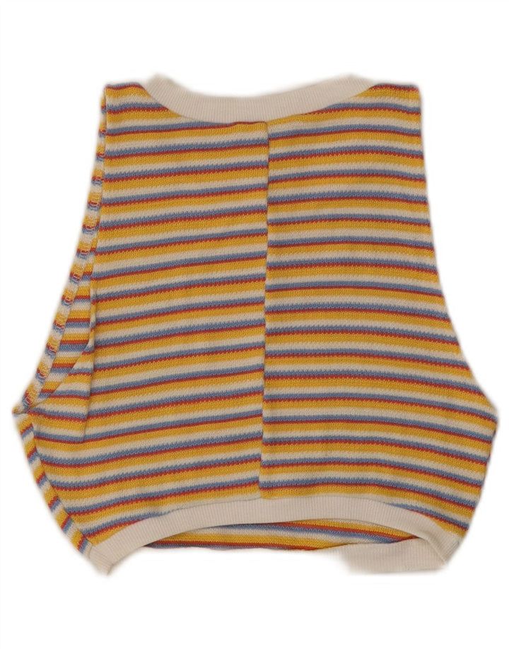 ZARA Womens Knit Crop Top UK 8 Petit Jaune Rayé