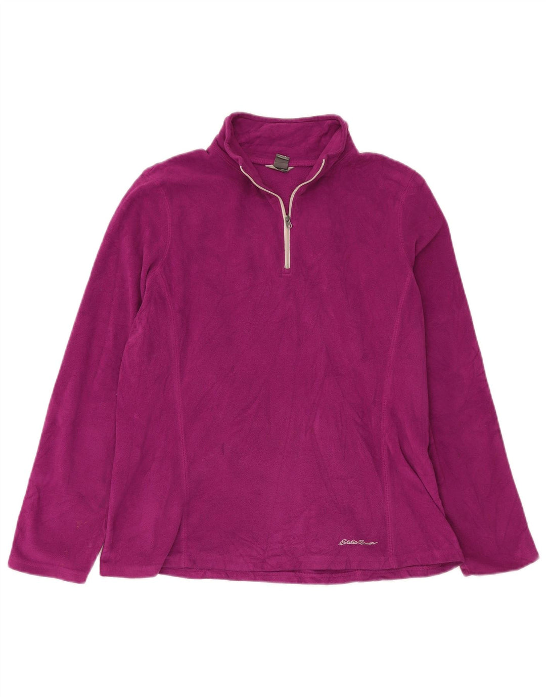 EDDIE BAUER Pull polaire à col zippé pour femme UK 16 Large Violet Polyester