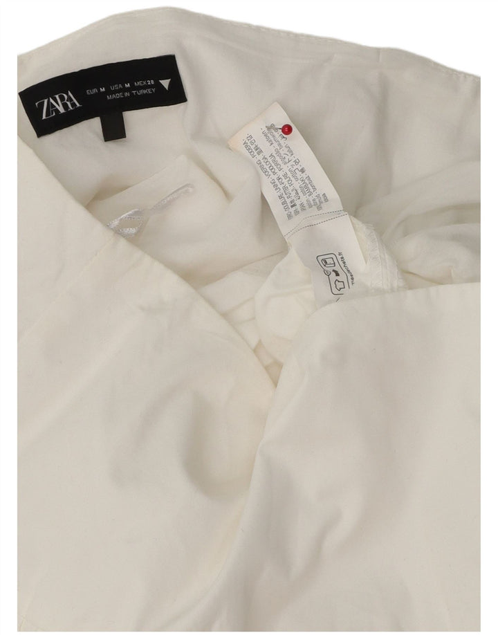 Zara Femme Mini Jupe À Volants Moyen W30 Coton Blanc
