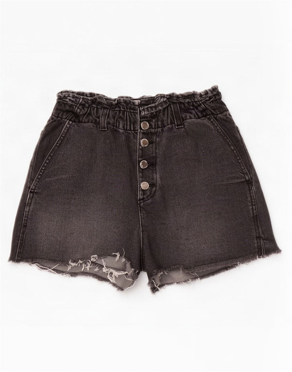 Zara Short en jean taille haute pour femme EU 38 Small W28 Gris Coton