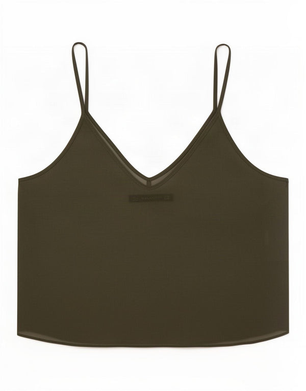 Zara Womens See Through Crop Top UK 12 Kaki Moyen