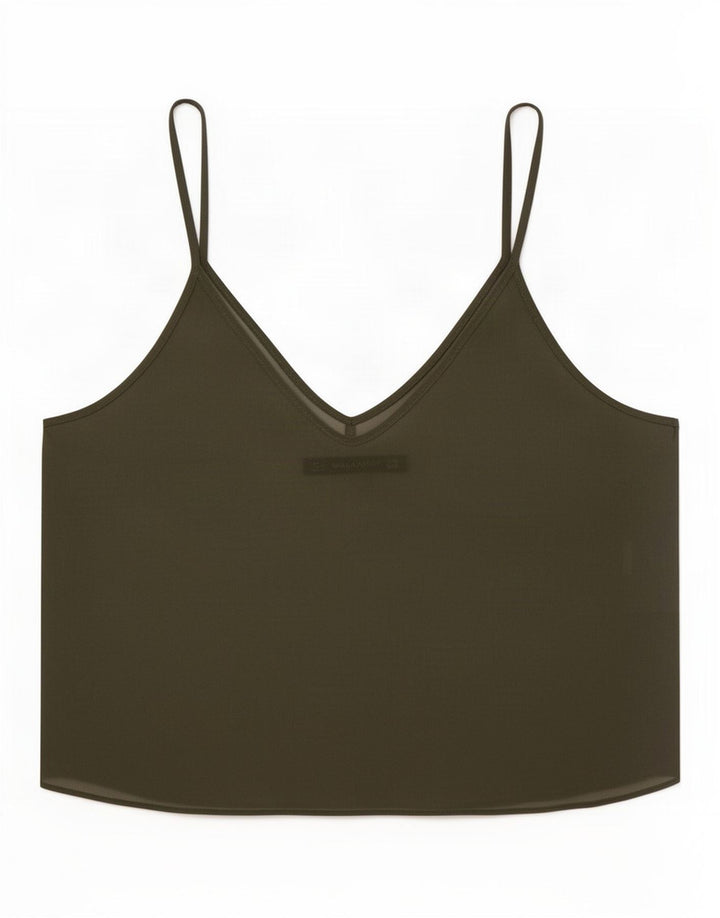 Zara Womens See Through Crop Top UK 12 Kaki Moyen