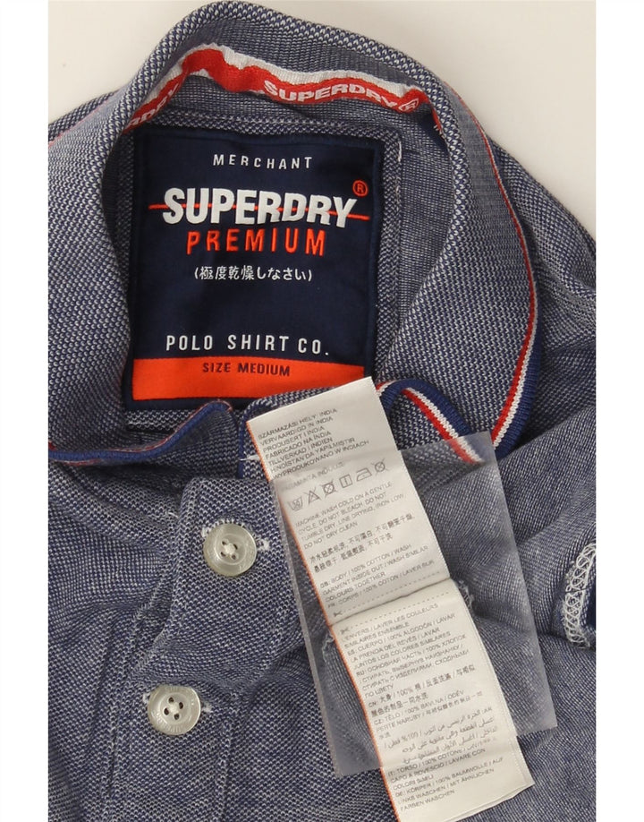 Superdry Polo Homme Bleu Moyen Moucheté Coton