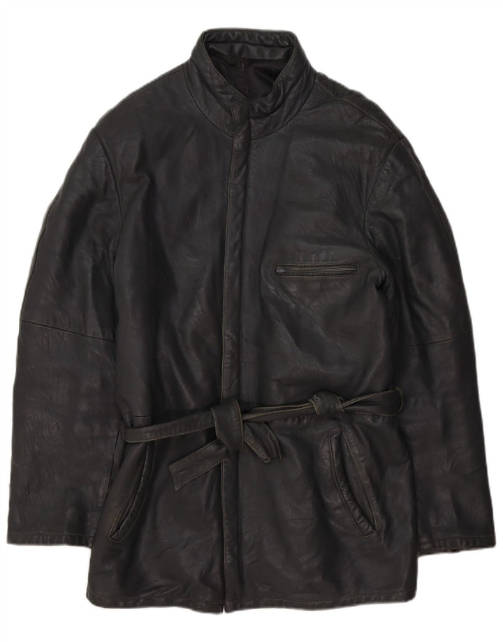 veste en cuir homme vintage IT 50 Grand cuir noir