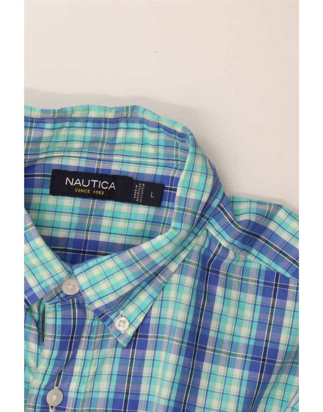 Nautica Chemise Homme Grand Carreau Bleu Coton