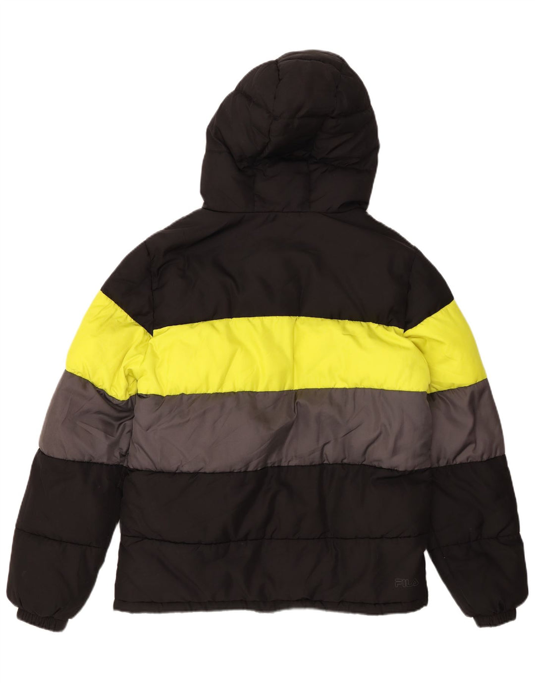 FILA Veste matelassée à capuche pour homme UK 36 Small Noir Colorblock Polyester