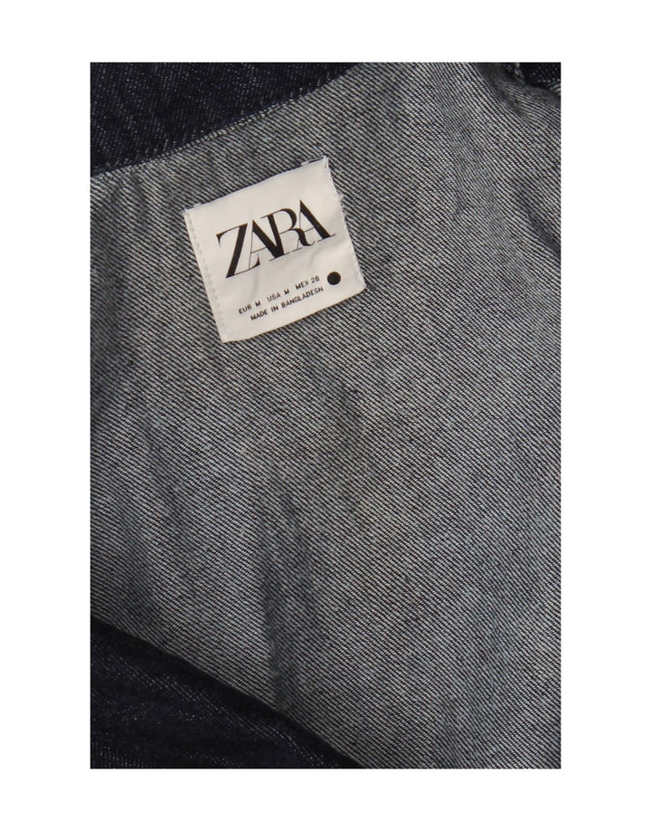 Zara Womens Denim Combishort UK 12 Bleu Marine Moyen