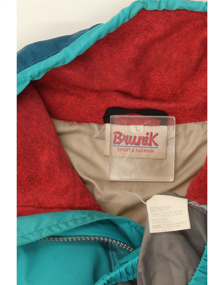 Brunik Veste polaire Anorak pour homme UK 40 Large Bleu Colorblock Polyester