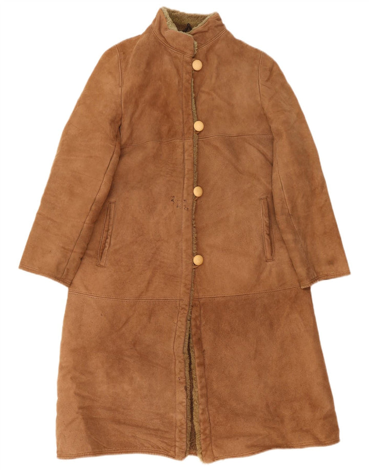 manteau en peau de mouton vintage pour femme IT 44 Cuir marron moyen
