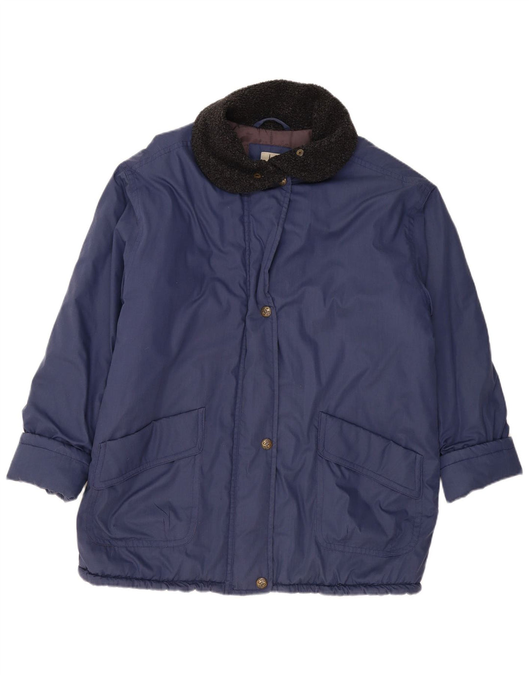 VINTAGE Veste coupe-vent femme UK 20 2XL Bleu Marine Polyester