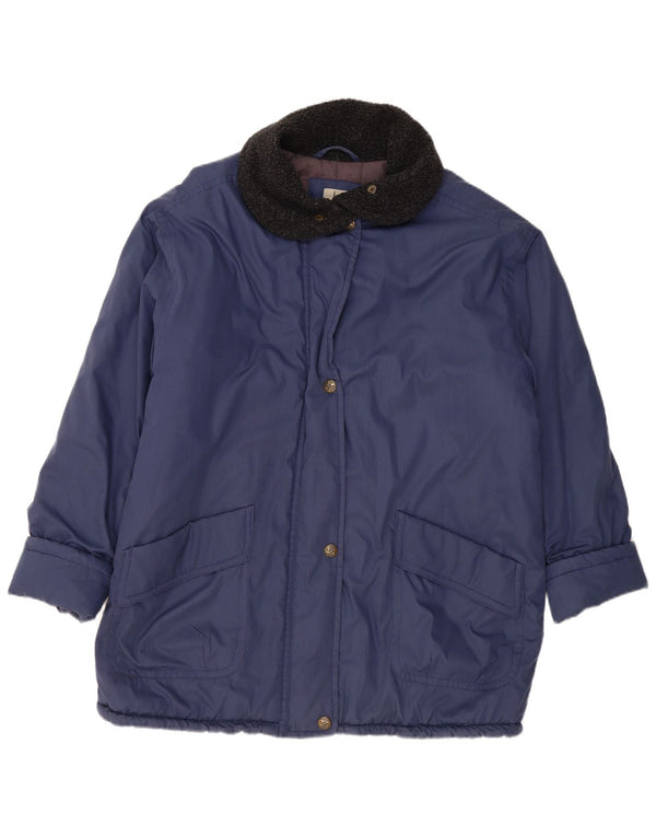 VINTAGE Veste coupe-vent femme UK 20 2XL Bleu Marine Polyester