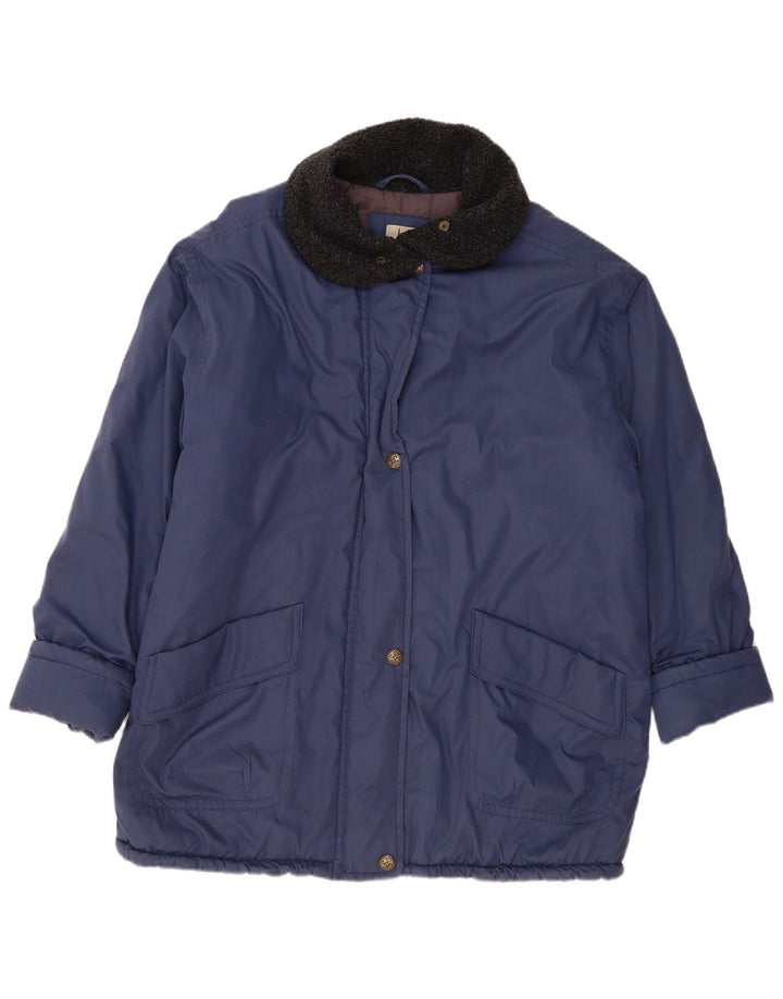 VINTAGE Veste coupe-vent femme UK 20 2XL Bleu Marine Polyester