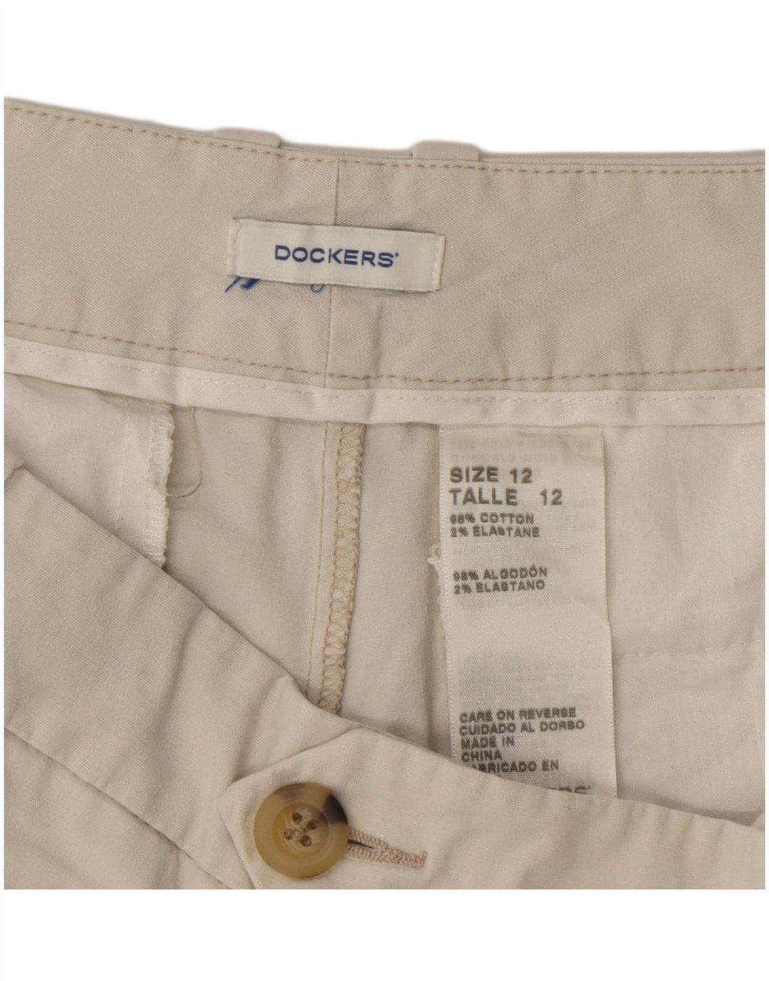 Dockers Short Chino Femme US 12 Large W36 Coton Beige