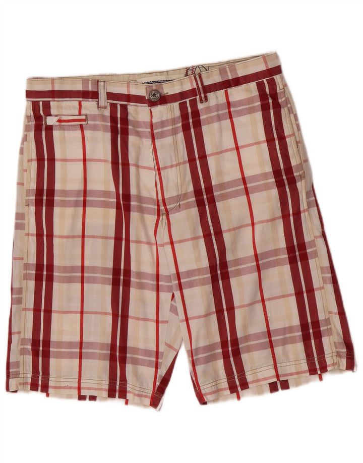 Murphy & Nye Short Chino Homme W34 Grand Coton à Carreaux Rouge
