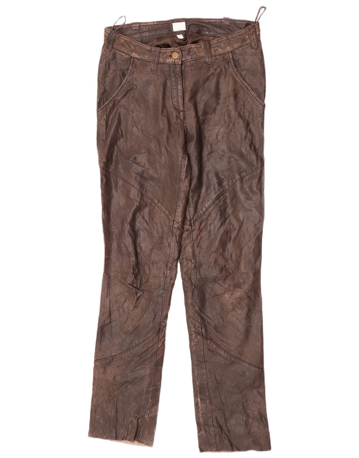 Alba Moda Pantalon slim en cuir pour femme EU 36 Small W26 L32 Marron
