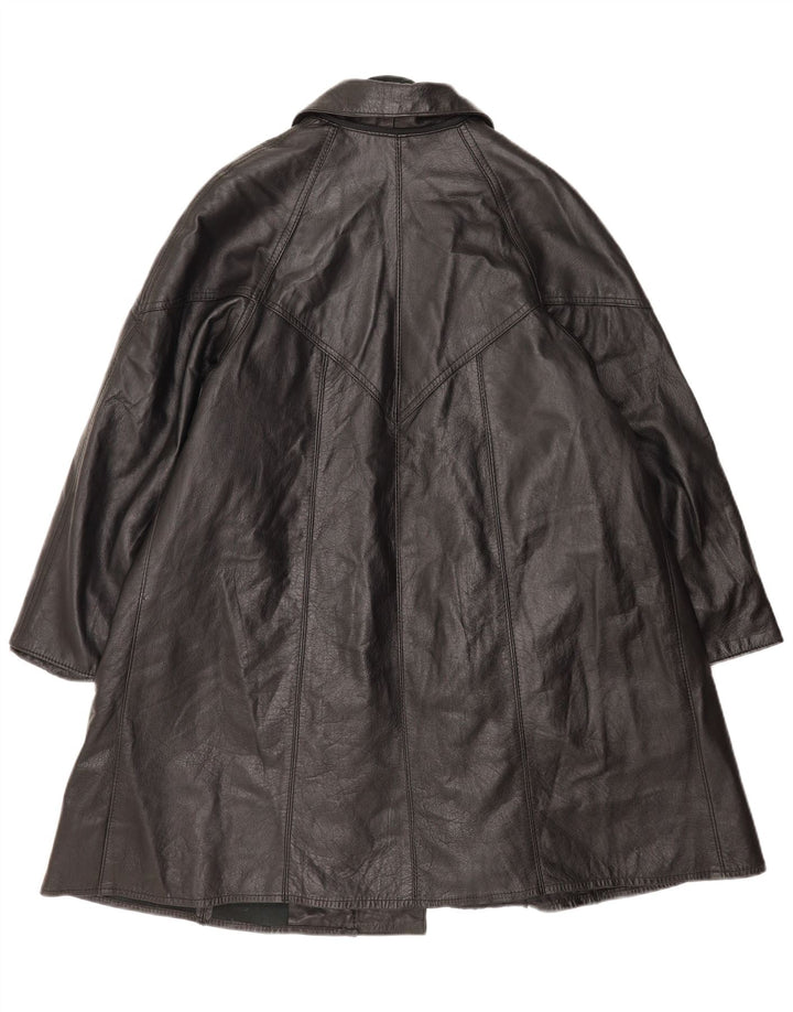 manteau en cuir femme vintage UK 14 Grand Noir