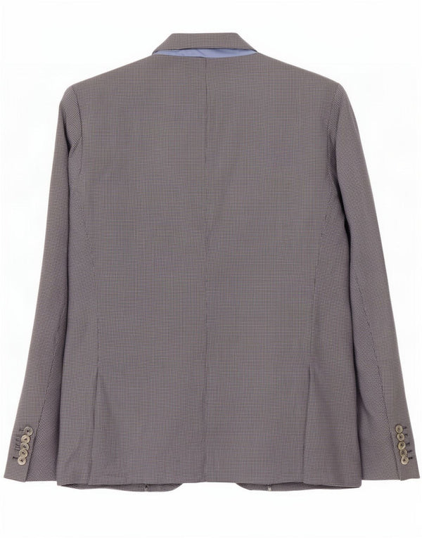 Zara Veste blazer à 2 boutons pour homme UK 40 Grand gris pied-de-poule en coton