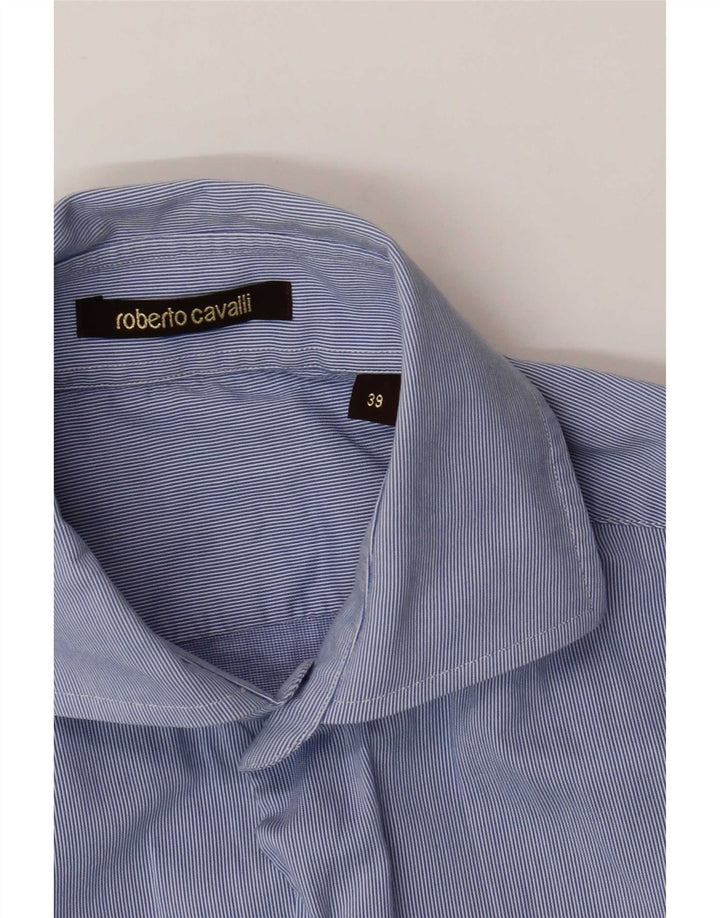 Roberto Cavalli Chemise homme Taille 39 Bleu moyen à fines rayures