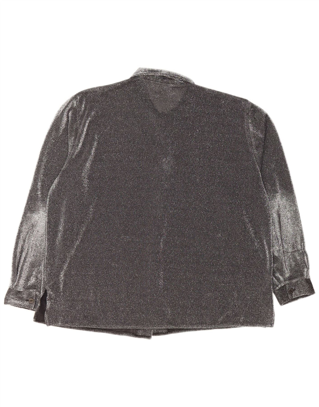 VINTAGE Chemisier surdimensionné femme UK 16 Grand polyester moucheté noir