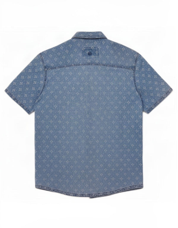 Fat Face Chemise à Manches Courtes Homme Grand Bleu Géométrique Coton
