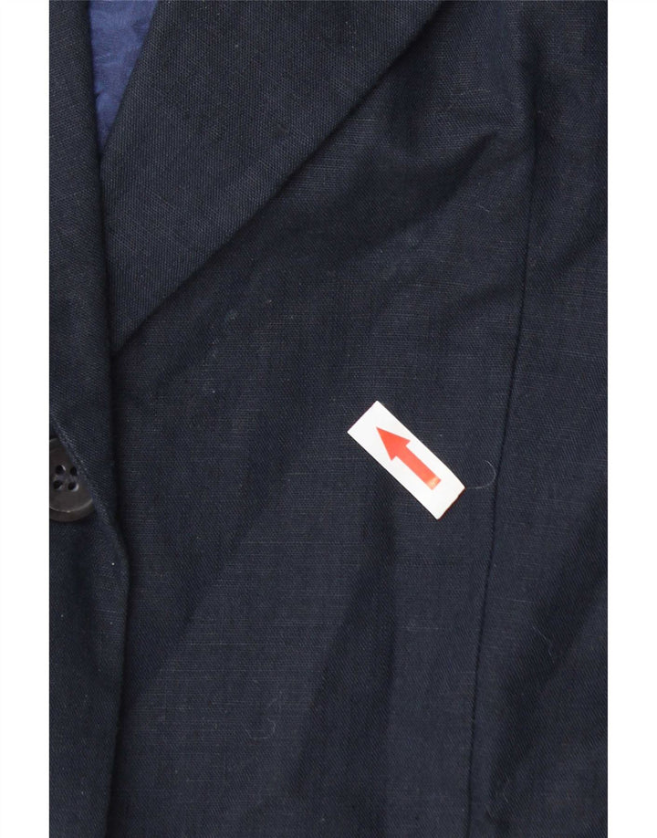 Benetton Veste Blazer 2 Boutons Femme IT 42 Bleu Marine Moyen Coton