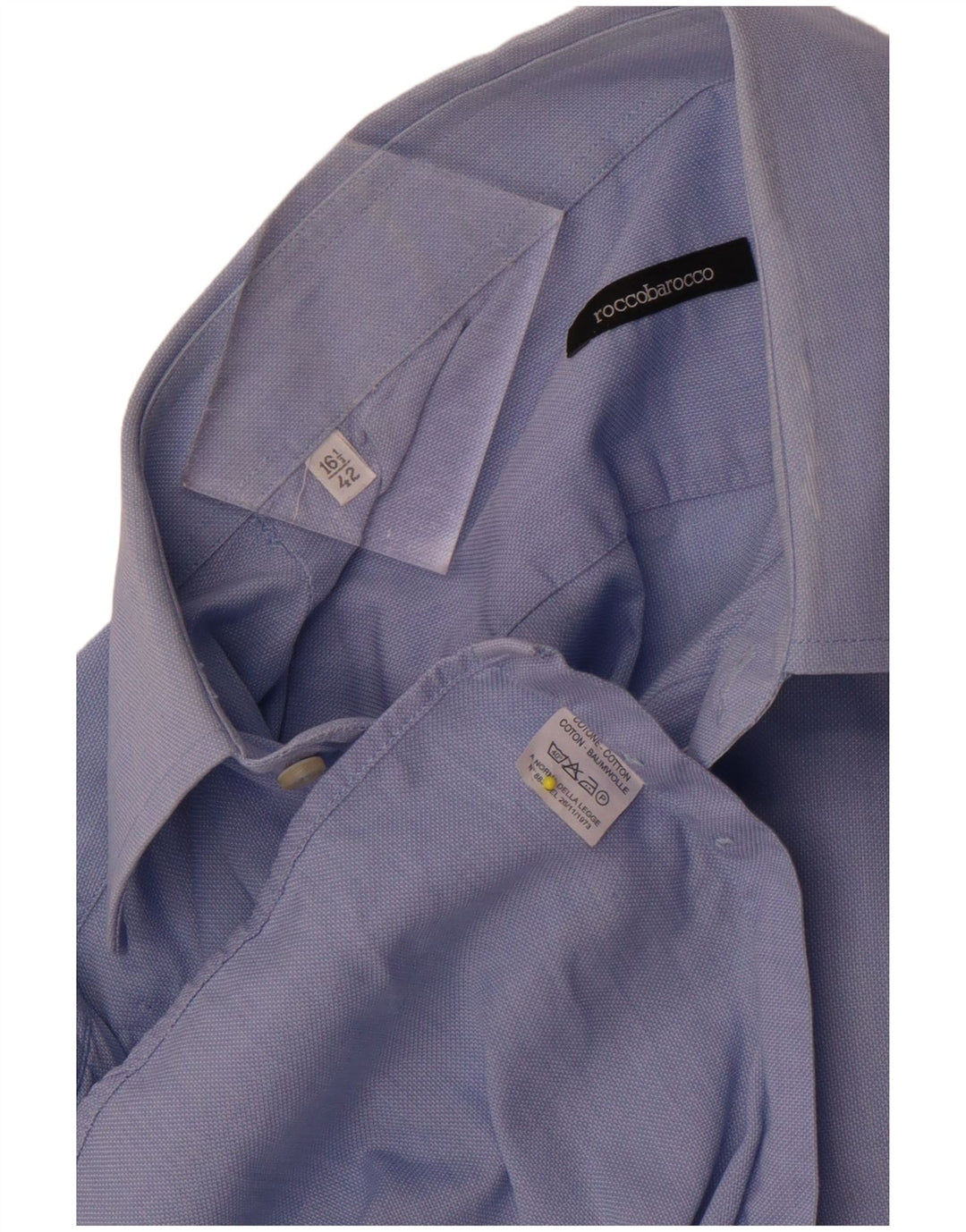 Roccobarocco Chemise Homme Taille 42 16 1/2 Grand Coton Bleu