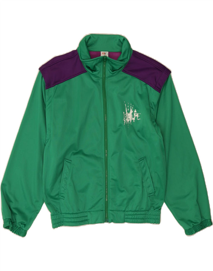 BELFE Mens Tracksuit Top Jacket UK 38 Medium Green Colourblock Polyester Vintage Belfe and Second-Hand Belfe from Messina Hembry 