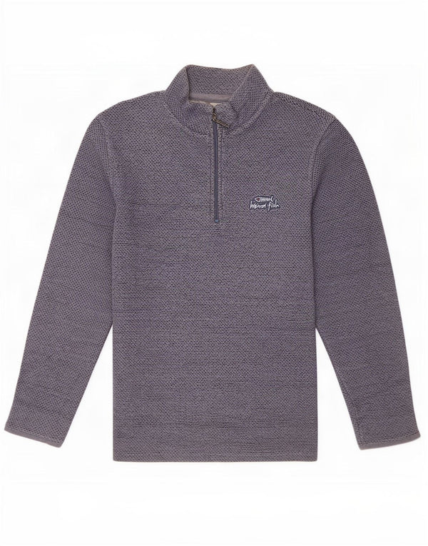 Weird Fish Sweat-shirt col zippé pour homme XL en coton bleu