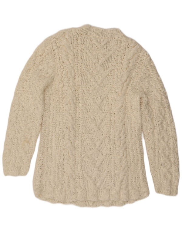 VINTAGE Pull col roulé femme UK 16 Large Off White