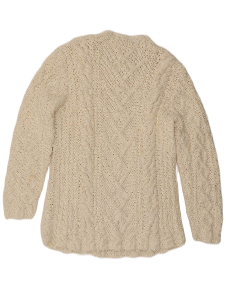 VINTAGE Pull col roulé femme UK 16 Large Off White