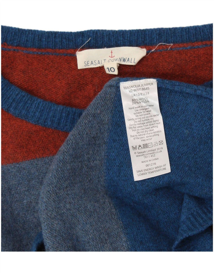 SEASALT CORNWALL Pull col bateau pour femme UK 10 Petit bleu rayé