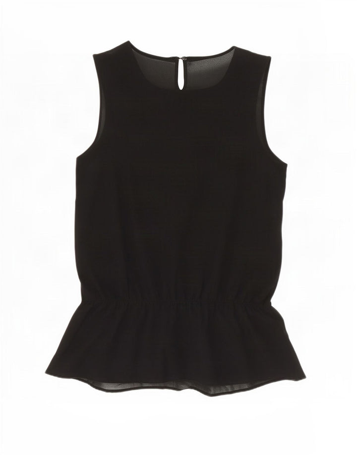 Zara Femme Chemisier sans manches Top UK 6 XS Noir Polyester