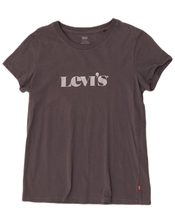 Levi's T-Shirt Graphique Femme UK 12 Gris Moyen Coton
