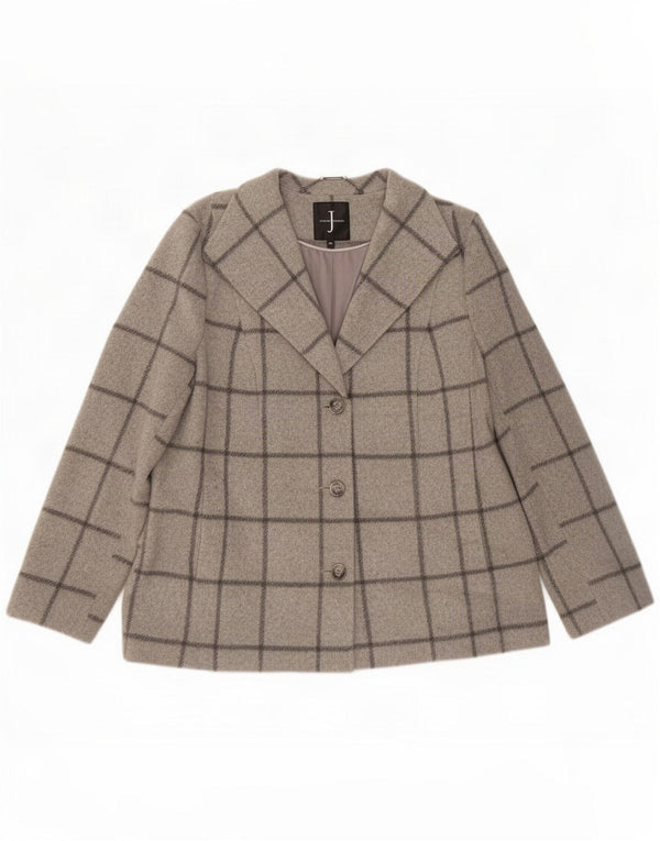 Jasper Conran Womens 3 Button Blazer Jacket UK 16 Large Grey Check Wool