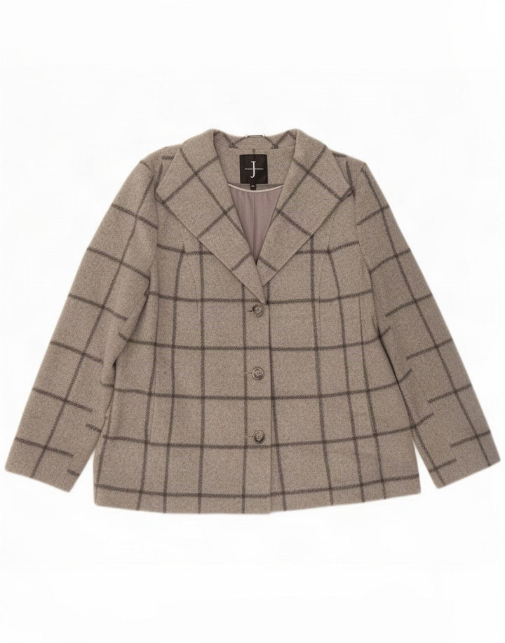 Jasper Conran Veste blazer à 3 boutons pour femme UK 16 Large laine à carreaux gris