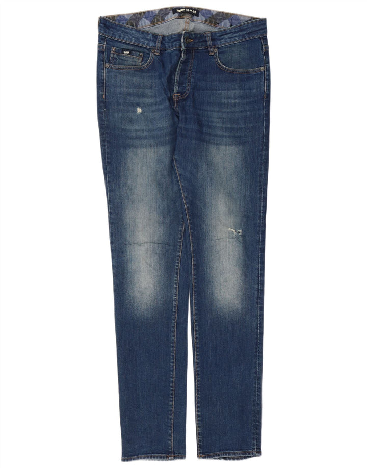 GAS Jean slim vieilli pour homme W34 L34 en coton bleu