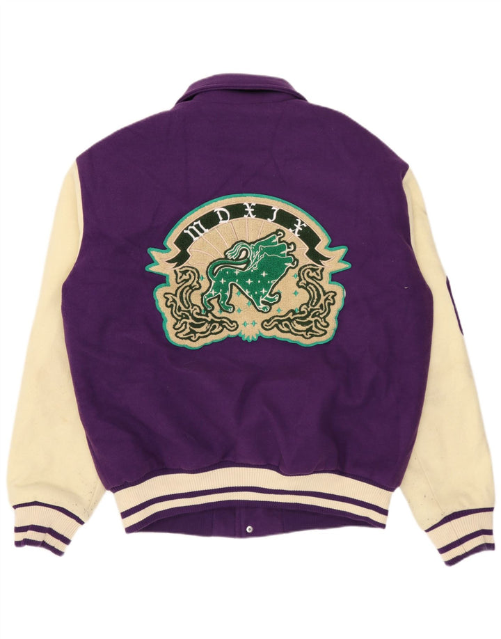 ZARA Veste Varsity Graphique Homme UK 38 Violet Moyen Polyester Colorblock