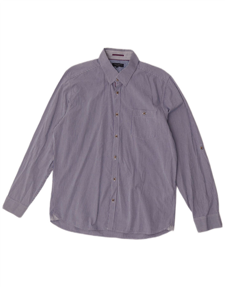 Ted Baker Chemise Homme Taille 5 XL Bleu Marine Vichy Coton