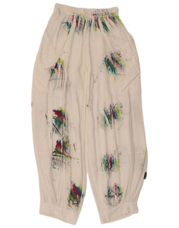 Pantalon Harem Femme Vintage Moyen W28 L29 Blanc Tie Dye Viscose