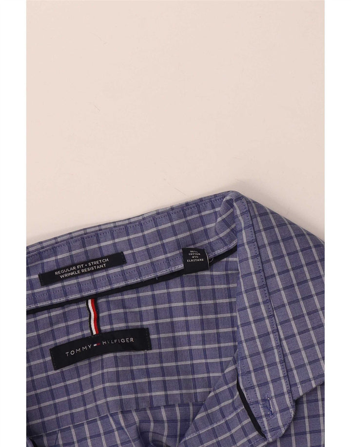 Tommy Hilfiger Chemise coupe classique pour homme 2XL en coton à carreaux bleus