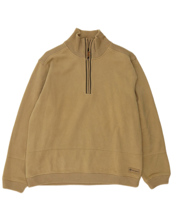 Champion Sweat-shirt à col zippé pour homme, grand coton kaki