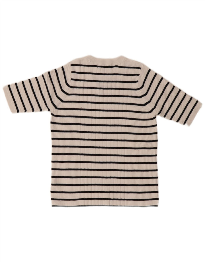 Marks & Spencer Pull ras du cou pour femme UK 12 Medium Blanc rayé
