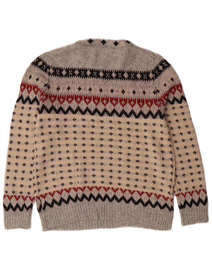 J. CREW Pull à col rond pour femme UK 12 Gris moyen Fair Isle