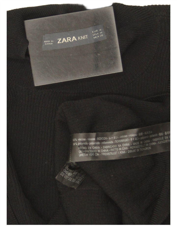 Zara Pull à col rond à volants sur le devant pour femme UK 12 Noir moyen