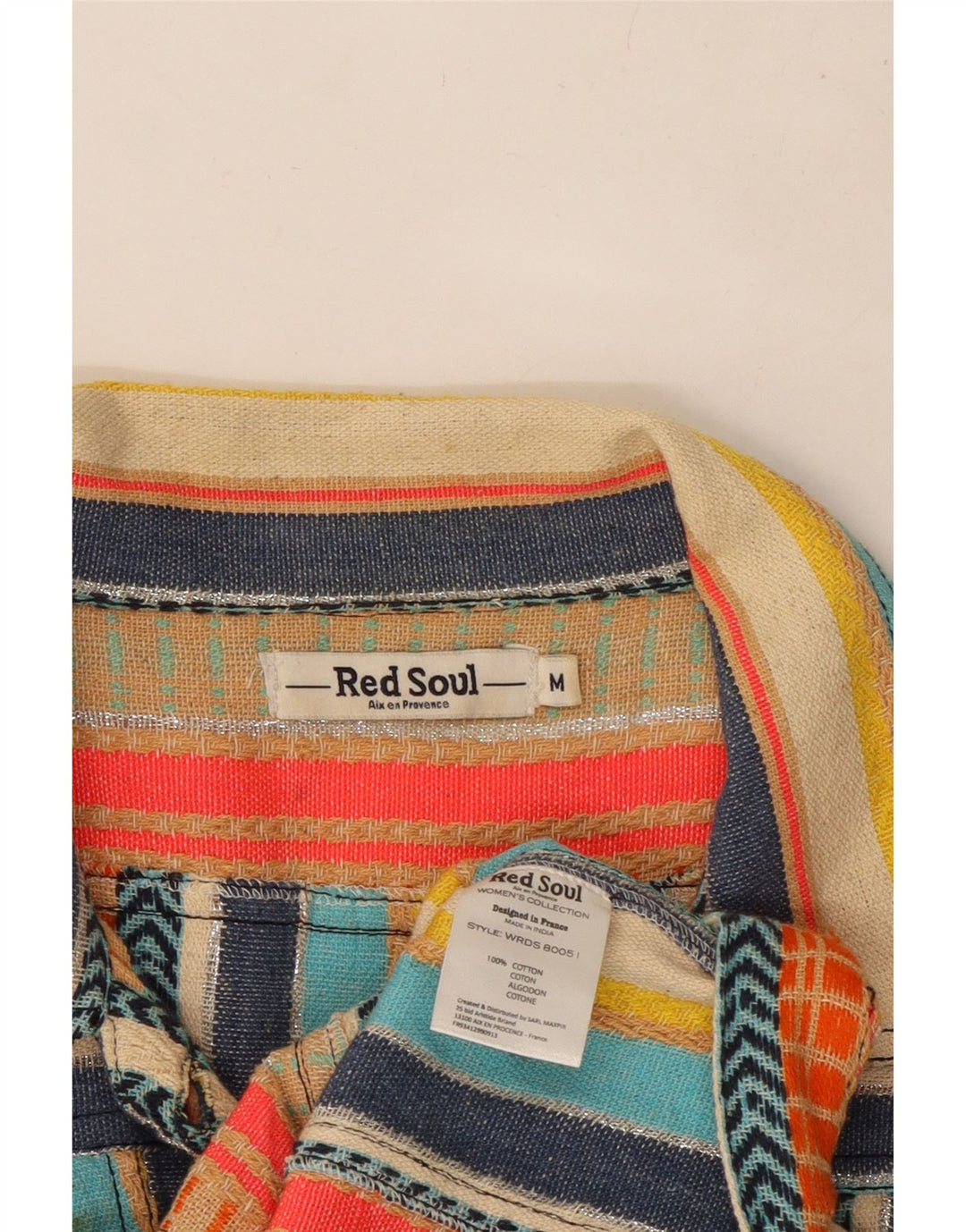 VINTAGE Veste utilitaire femme UK 12 Coton rayé multicolore moyen