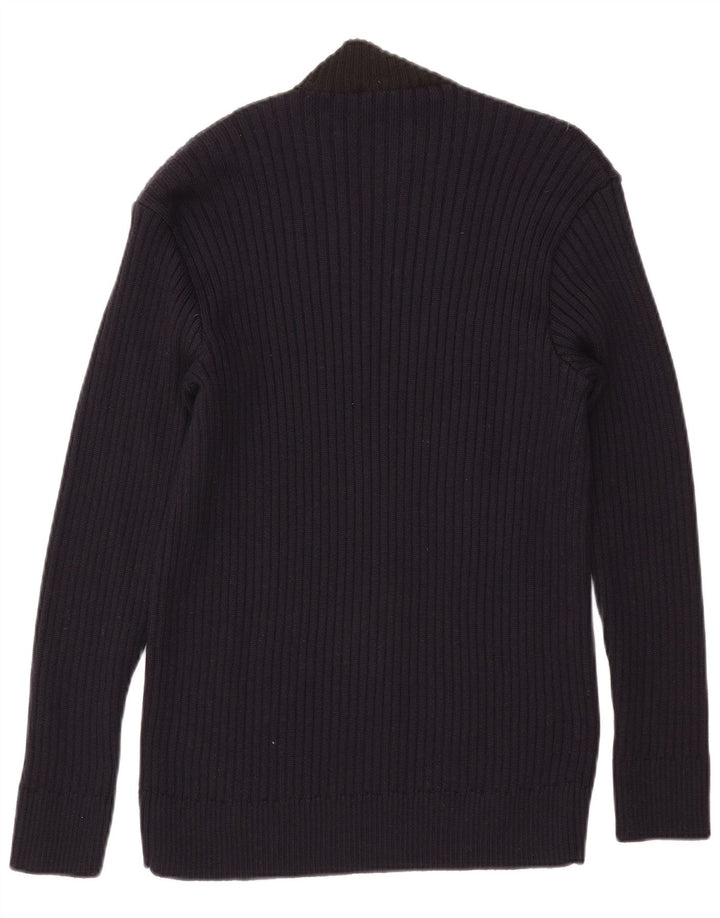 vintage Mens Turtle Neck Jumper Pull Grand Bleu Marine Colorblock